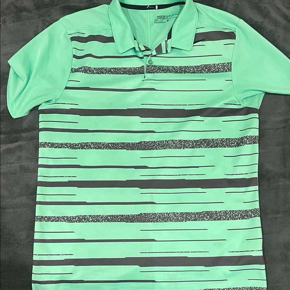 Nike Golf Dri Fit Green Striped Polo Shirt